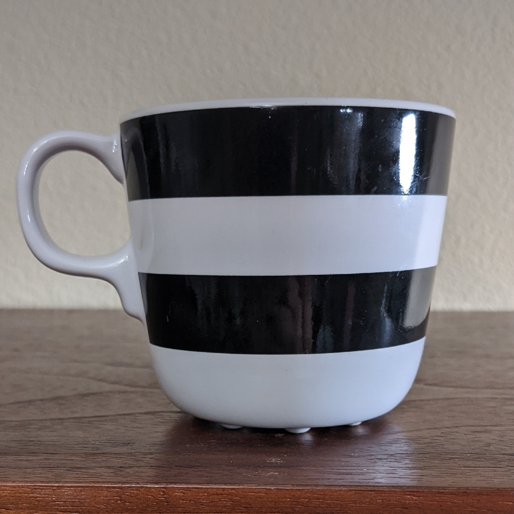 Ikea TICKAR Black & White Striped Coffee Mug Cup Discontinued